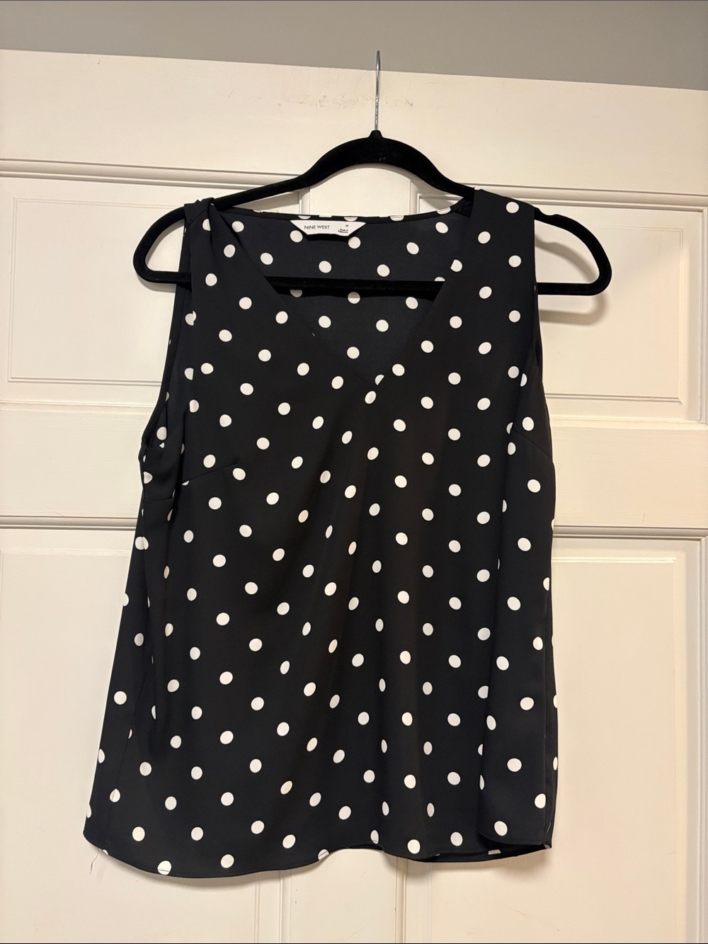 Nine West Black and White Polka Dot Sleeveless Camisole